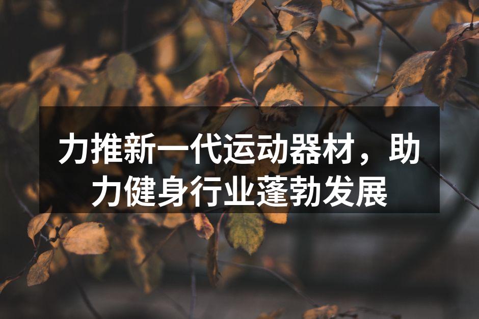 力推新一代运动器材，助力健身行业蓬勃发展